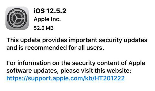 怀来苹果手机维修分享iOS12.5.2发布，建议所有老苹果用户安装 